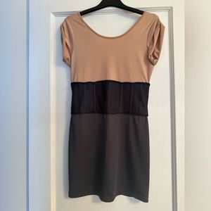 Mini-dress blush and pigeon blue/navy -size small NWOT